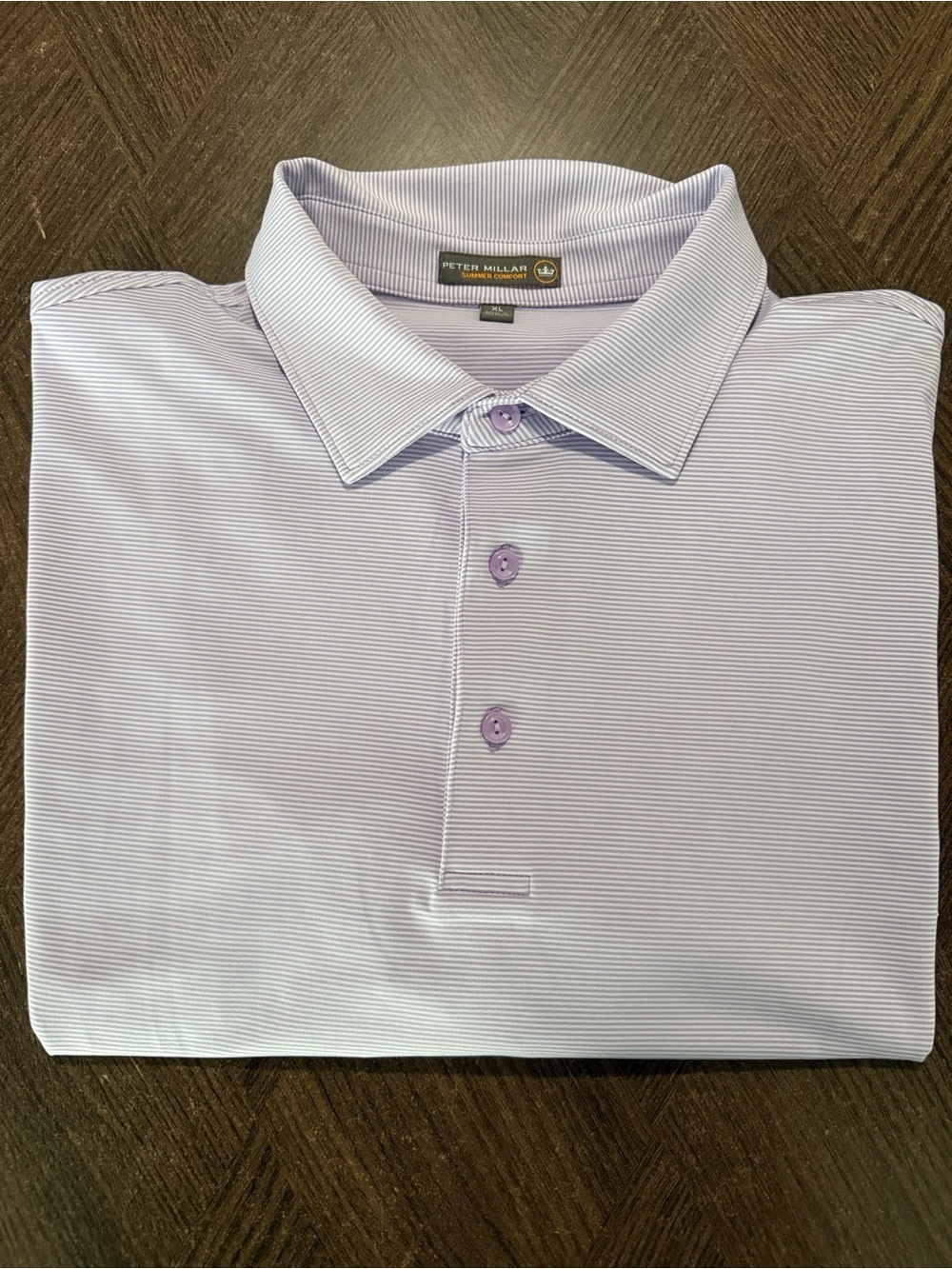 Peter Millar Men’s Summer Comfort Lavender Micro-Stripe Golf Polo- sz XL NWOT